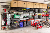 Mattgrauer Gitterboden für elfa Garage+ Regalsystem zur stabilen Aufbewahrung von Werkzeugen und Zubehör