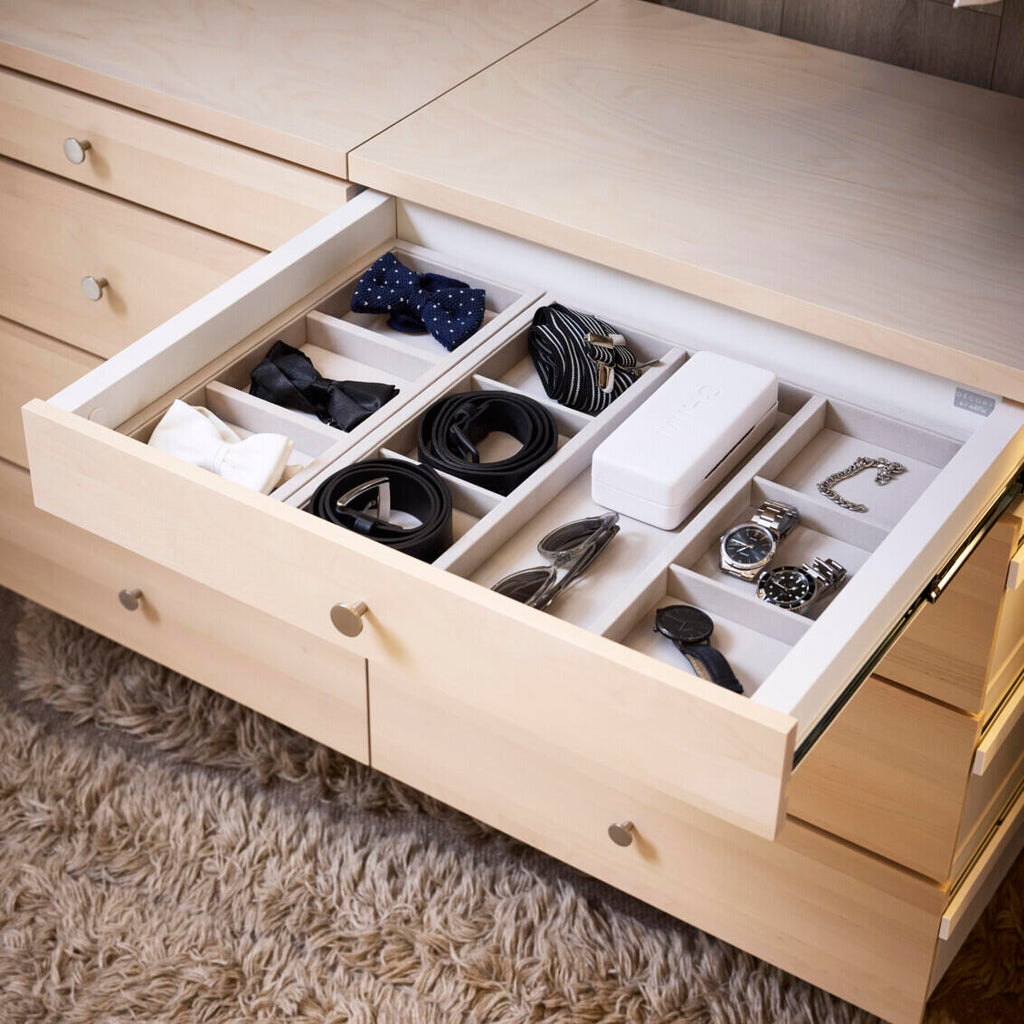 Elfa Décor+ Accessoire Ablage für Schublade, groß 7 Feld Grau